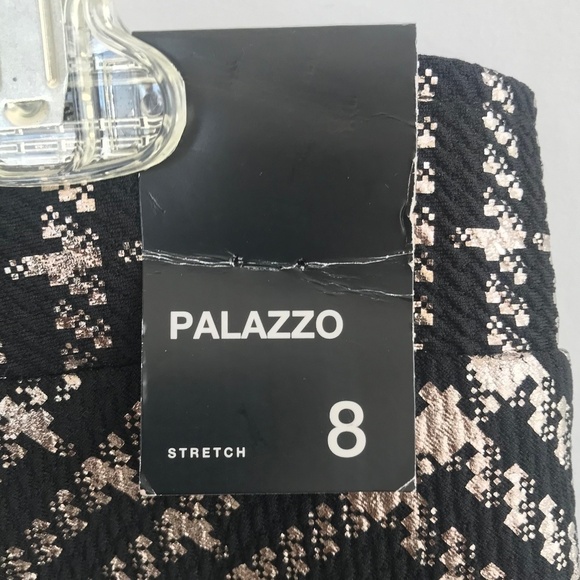 New York & Co. Black & Silver Plaid Palazzo Boot Cut Pants NWT - Picture 5 of 8